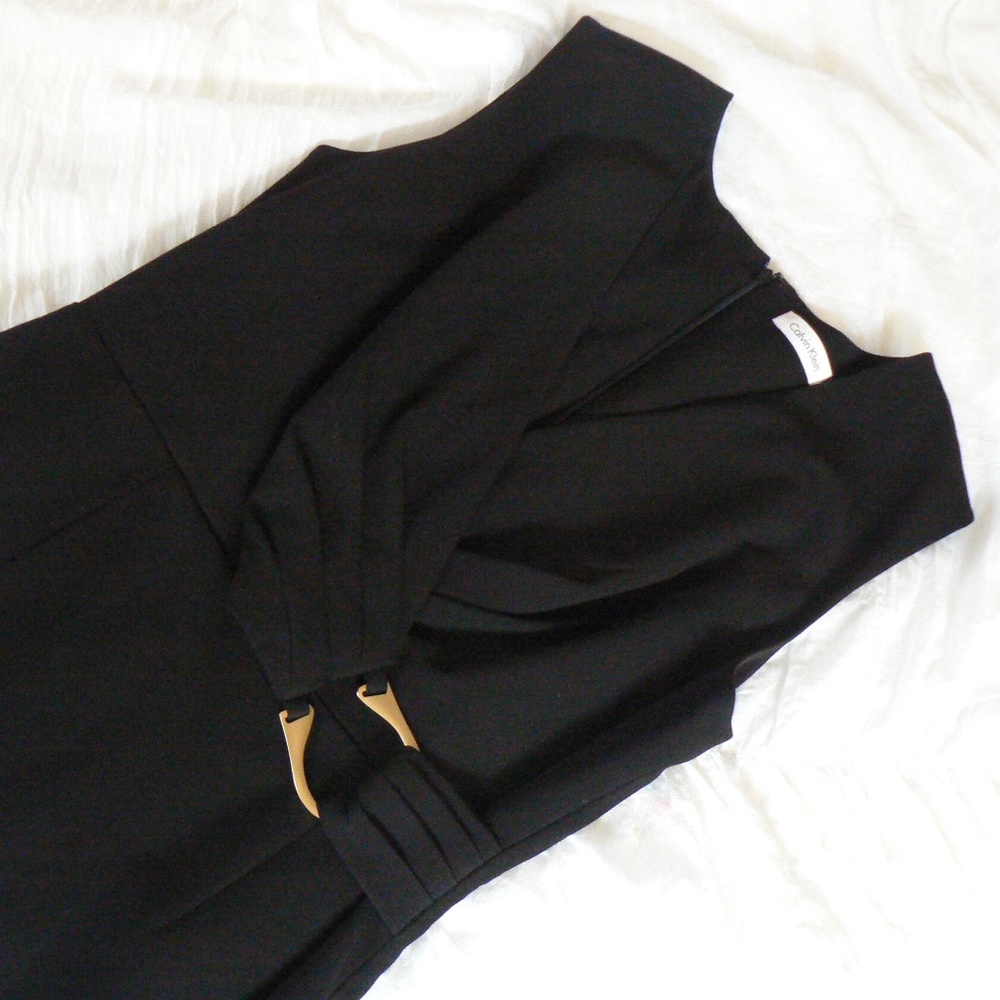 Calvin Klein little black sheath wrap dress 10